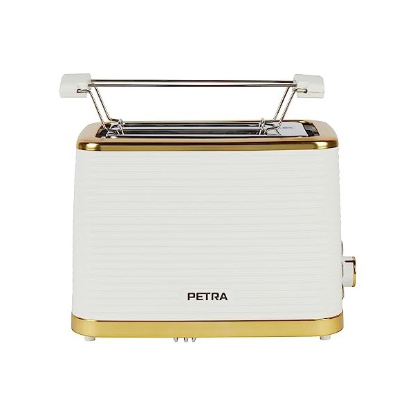 Petra Grille-Pain 2 Fentes, Avec 7 niveaux de brunissement rapide, support pour petits pains et bac à miettes, Mode Décongela