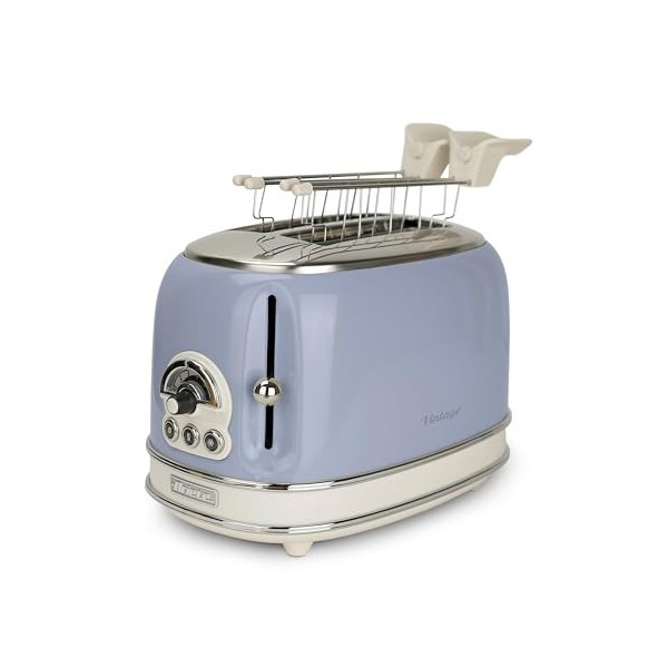 Ariete Grille-Pain 2 Tranches Vintage 155, Grille-Pain 6 Niveaux de Grillage, Éjection Automatique, Fonction Décongélation, T