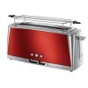 Russell Hobbs Grille Pain [Fente longue 2 Toasts/ 1 Tranche baguette] Luna Rouge Inox Fente large, 6 Niveaux de Brunissage, 