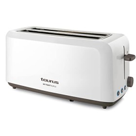 Taurus Mytoast Duplo - Grille-pain 1450W, 2 fentes Extra larges, 3 fonctions, 7 niveaux de brunissage, Ramasse-miettes, Blanc