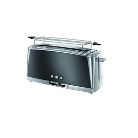 Russell Hobbs Grille Pain [Fente longue 2 Toasts/ 1 Tranche baguette] Luna Gris Inox Fente large, 6 Niveaux de Brunissage, S