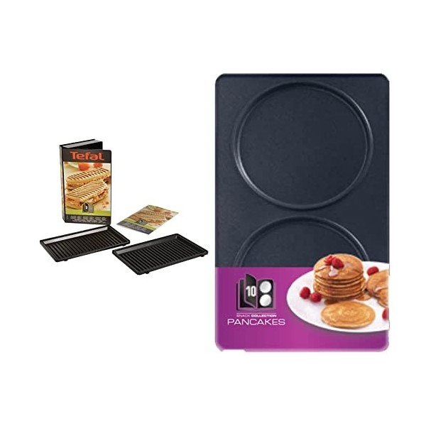 Tefal Coffret Snack Collection de 2 plaques grill-panini + livre de recettes XA800312 & Coffret Snack Collection de 2 plaques