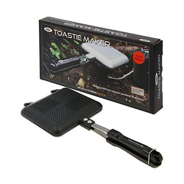 NGT Pêche Carpe Camping Croque-Monsieur/Toasté Sandwich Maker avec Poignée en Noir