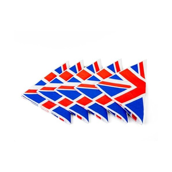 Lot de 25 serviettes de table Motif Union Jack Grande-Bretagne 33 x 33 cm