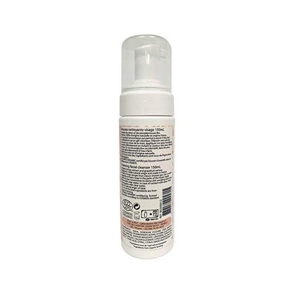 BORN TO BIO Mousse Nettoyante Visage Agrumes Bio Certifié Ecocert, 150 millilitre