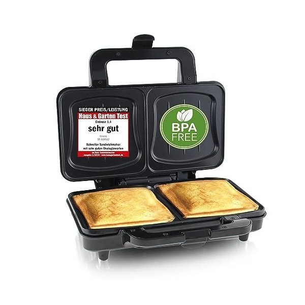 Emerio XXL Haus & Garten Test 03/2019 Appareil à croque-monsieur, pour toutes les tailles de sandwichs, sans BPA, grande form