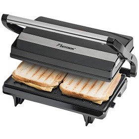 Bestron Machine a panini avec bac de récupération, Appareil panini avec poignée Cool-Touch, Paninimaker avec revêtement antia