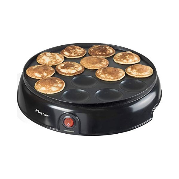 Bestron Appareil à poffertjes profiteroles au design rétro, Mini crêpier avec revêtement anti-adhésif, Sweet Dreams, 800 Wa