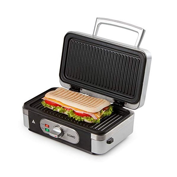 Domo DO 9136 C Grill Croque/Gaufre, Schwarz, Silber