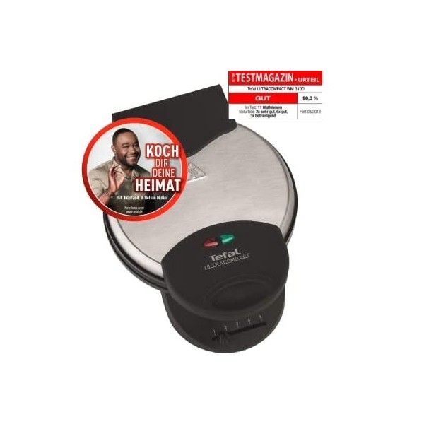 Tefal WM310D Gaufrier en forme de cœur, pour gaufres en forme de cœur, régulateur de température en continu, plaques antiadhé