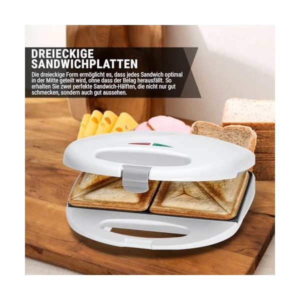 Clatronic ST 3477 Machine à sandwich, grille-pain électrique, machine à sandwich avec plaques sandwich triangulaires revêtem