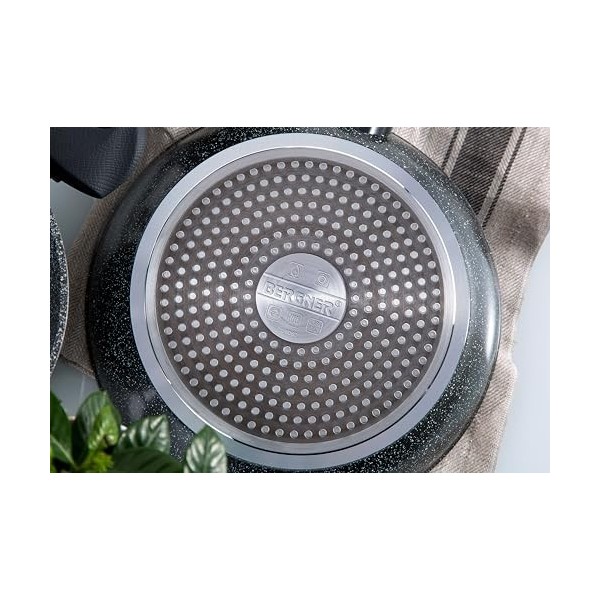 Bergner Orion - Plaque de Gril 35.5x28.3 cm en Aluminium forgé - Revêtement intérieur et extérieur en marbre - Compatible Ind