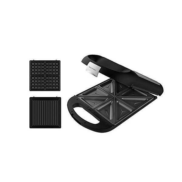 Cecotec Appareil à sandwichs RocknToast Family 3in1. 1500 W, capacité pour 4 sandwichs, revêtement antiadhésif, 3 plaques in