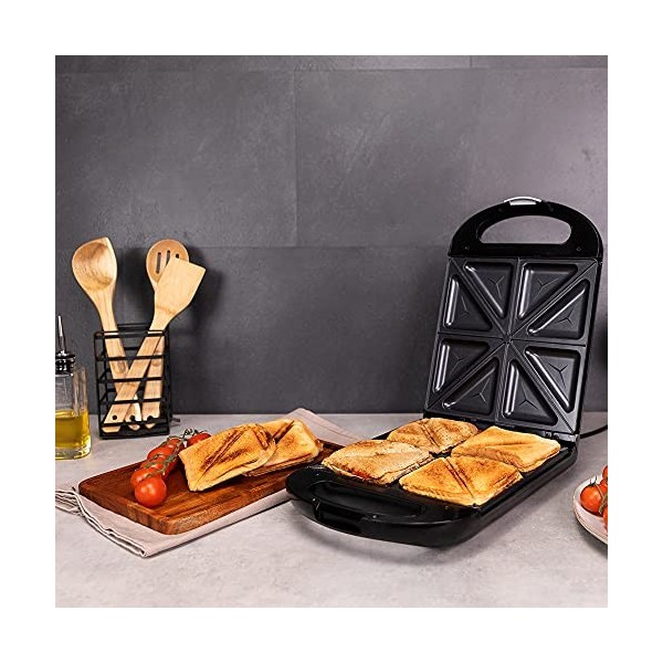 Cecotec Appareil à sandwichs Rock´nToast Family pour 4 sandwichs avec finitions en acier inoxydable, 1500 W de puissance et r