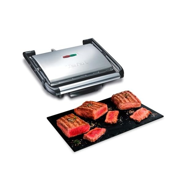 Tefal Inicio, Gril et machine à panini, Chauffe rapide: 2000W, Plaques de cuisson antiadhésives, Grande surface de cuisson, N