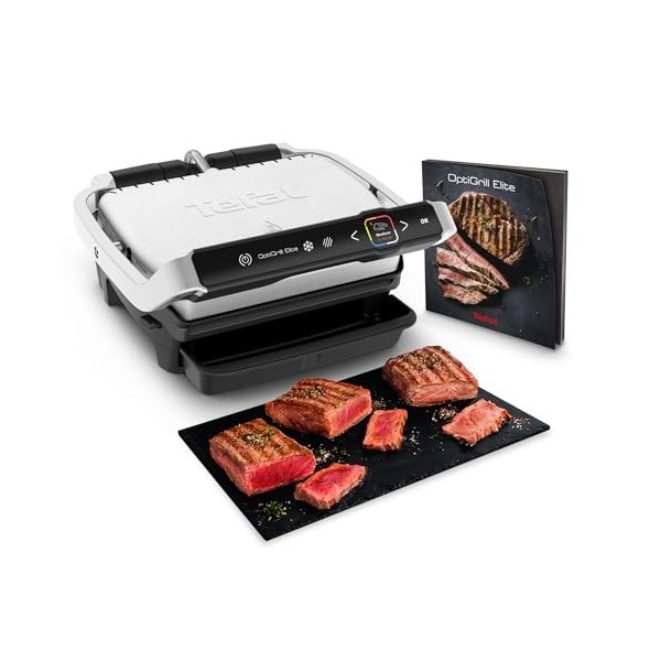 Tefal Gril électrique dintérieur, Technologie brevetée avec mesure de lépaisseur, Guide intuitif, Saisie boost, 12programme