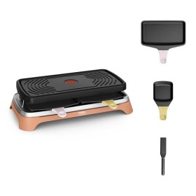 Tefal Appareil à raclette et grill, Revêtement antiadhésif, Fonction Thermo-Spot, 10 coupelles, Gourmet 10 Inox&Design RE4588