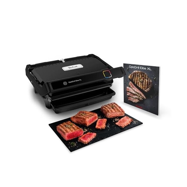 Tefal OptiGrill Elite, Gril intelligent, 16programmes, Mode boost, Modes manuel, 2200W, Plaques amovibles, Nettoyage facile, 