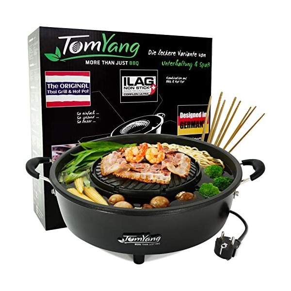 TomYang Hot Pot, barbecue thaïlandais et hot pot original, BBQ thai électrique multicuiseur, revêtement suisse, design allema