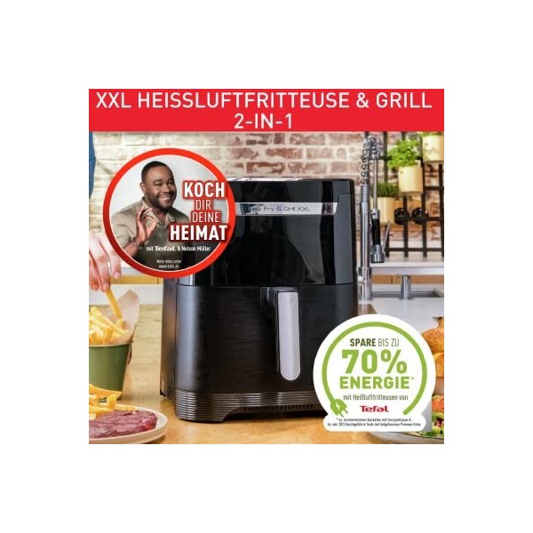 Tefal EY8018 Easy Fry & Grill XXL 2-in-1 Hot Air Fryer|Lugbraaier en Grill| Flexcook-insetsel vir 2 geregte op dieselfde tyd