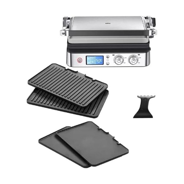 Braun MultiGrill 9 CG 9043, Appareil Panini Électrique avec Plaques de Grillage et de Cuisson, 2 Thermostats Indépendants, 3 