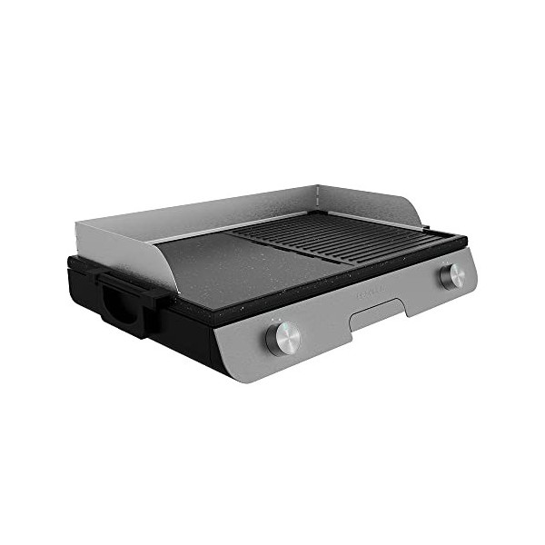 Cecotec PerfectRoast 3000 Barbecue électrique en inox 3 000 W, surface de cuisson mixte, revêtement anti-adhésif Rockstone, t