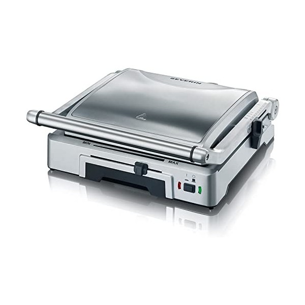 SEVERIN Gril viande à ouverture totale, Gril électrique multifonction pour légumes, steaks et paninis, Gril viande avec doubl