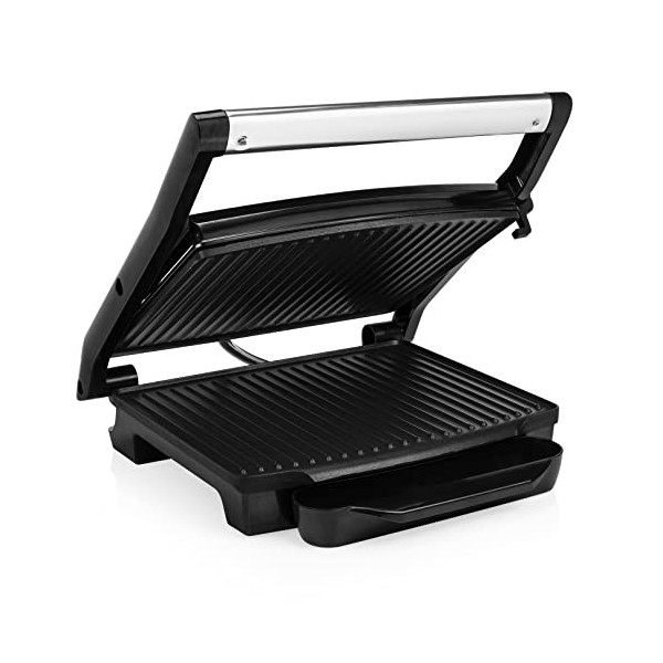 Princess Grille-viande 112415 - Pour viande, sandwhiches chauds, poisson et légumes - 2 000 W, Noir/Argent, Surface cuisson 3