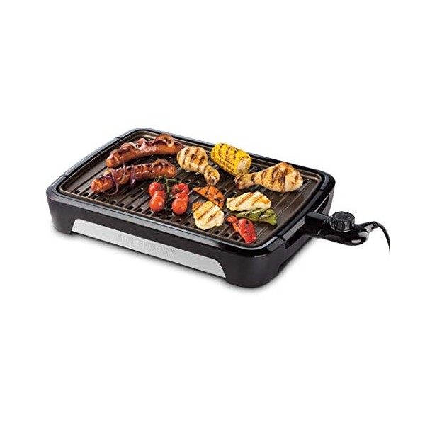 George Foreman Barbecue électrique portable [80% moins de fumée] Barbecue de table & extérieur Grille antiadhésive compatibl