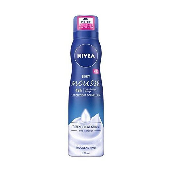 NIVEA Lot de 3 flacons de mousse à lhuile damande pour le corps - Pour peaux sèches - 3 x 100 ml