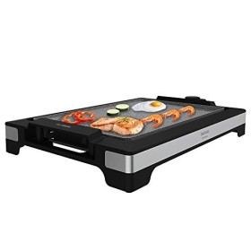Cecotec Tasty&Grill 2000 Inox LineStone, Puissance 2000 W, finitions acier inoxydable, Thermostat réglable, surface Grill, re