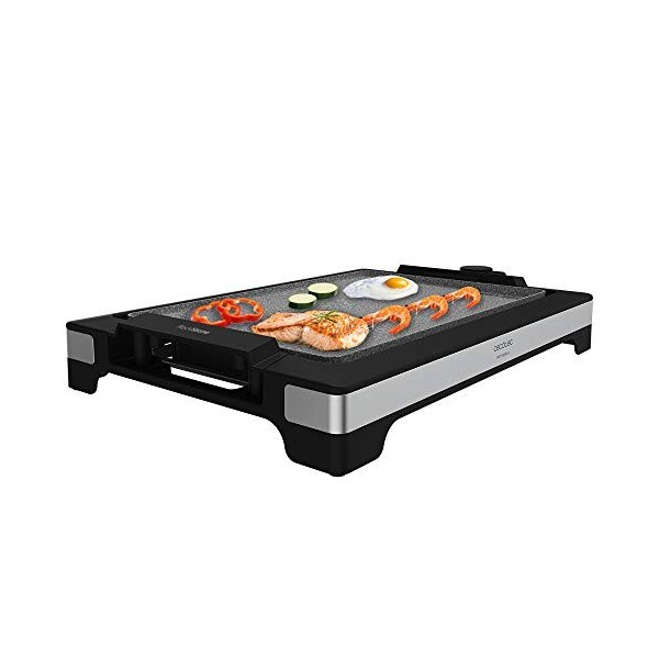 Cecotec Tasty&Grill 2000 Inox LineStone, Puissance 2000 W, finitions acier inoxydable, Thermostat réglable, surface Grill, re