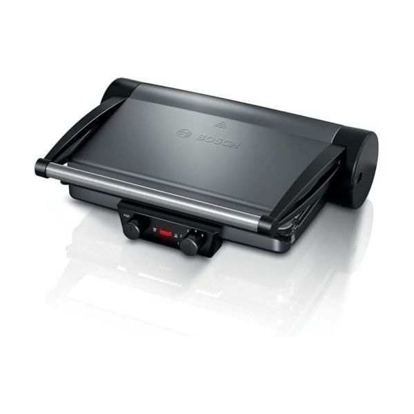 Bosch TCG4215 Barbecue de table 3 en 1 avec contrôle individuel de la température, égouttoir à graisse, plat à gratin et plaq