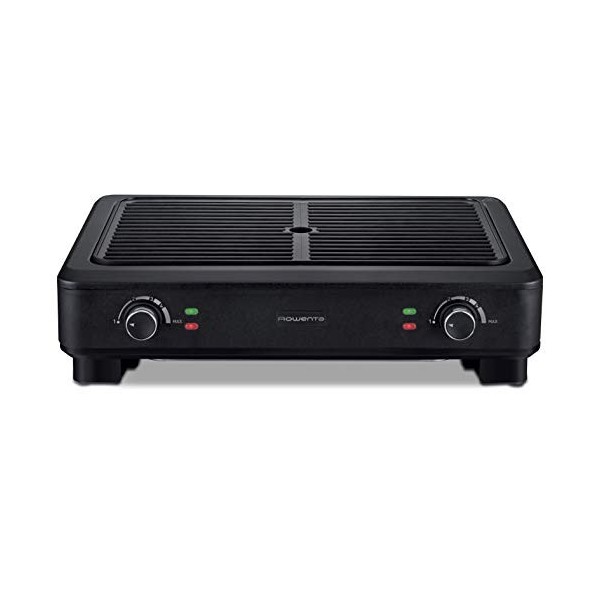 Rowenta KG900812, Grill, 70% de fumée en moins, moins dodeurs, 2 zones de cuisson indépendantes, 2000 W, Noir