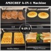 AMZCHEF Gril de contact multifonctionnel 4 en 1, Grille, Gaufrier & SandwichMaker avec 4 plaques amovibles antiadhésives, tem