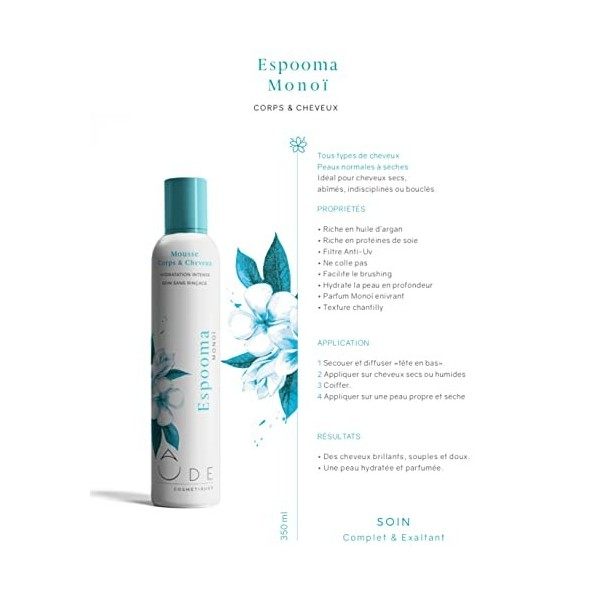 Mousse hydratante Monoï corps et cheveux -350ML-"Espooma"