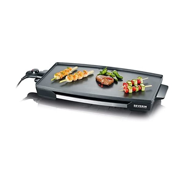 SEVERIN Plancha 2 200 W, Plaque de cuisson XXL pour viandes, poissons & légumes au revêtement anti-adhésif, Gril électrique a