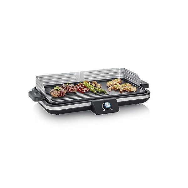 SEVERIN Plancha 2 200 W, Plaque de cuisson XXL pour viandes, poissons & légumes au revêtement anti-adhésif, Gril électrique a