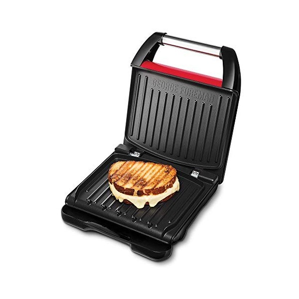 George Foreman Barbecue Grill électrique Multifonction & à panini / sandwich, [Plaques antiadhésives - 3 Portions] Compact Ro