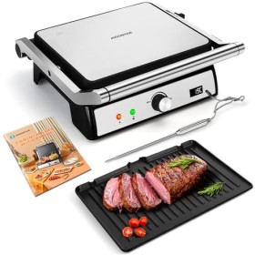 Aigostar Grill Panini, Grille-pain à Sandwich Avec Sonde Alimentaire, Plaques Antiadhésives Amovibles, Grill électrique, 2000