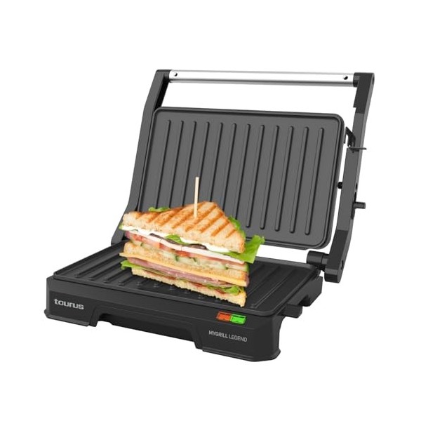 Taurus - Gril Électrique Mygrill Vintage Cream | 1000W | Ouverture 180º | Plaques 23x14,5 cm | Revêtement Antiadhésif Sans PF