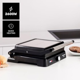 Taurus - Grill Bistro 2600W | 2-en-1: Grill et Plancha | Plaques 29x23 cm | Ouverture 180° | Revêtement Antiadhésif sans PFOA