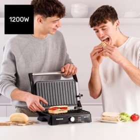 Taurus - Gril Électrique Grill&Co GR1500X | 1500W | Plaques Antiadhésives 27,5 x 17,3 cm | Couvercle Flottant 180º | Thermost