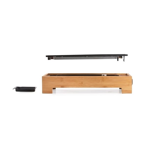 DOMO DO9270G Plancha Grill Bamboo Style ‘Just Us’ - 1000 W, Marron/Noir