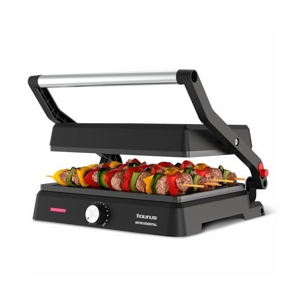 Taurus - Grill Essential 2600W | 2-en-1: Grill et Plancha | Plaques Stair System 29x23 cm | Antiadhésif sans PFOA | Bac à Gra