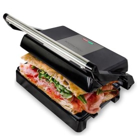 Grill Master 3 en 1 : Gril électrique, presse à sandwich et panini. Plaques en Céramique Antiadhésives, ouverture à 180°, pla