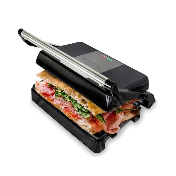 Grill Master 3 en 1 : Gril électrique, presse à sandwich et panini. Plaques en Céramique Antiadhésives, ouverture à 180°, pla