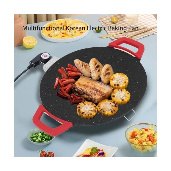 Plaque de Cuisson électrique avec Plaque de Cuisson Antiadhésive pour Crêpes, Hamburgers, œufs, Barbecue Coréen sans Fumée, P