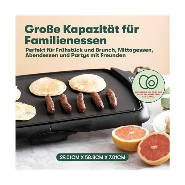 BELLA Plaque Électrique en Céramique Titane, Revêtement Antiadhésif Écologique et Sain, Nettoyage Facile, Grande Surface de C