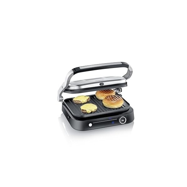 SEVERIN Multi-gril viande 7 programmes automatiques, Gril électrique multifonction pour légumes, steaks et paninis, Gril vian